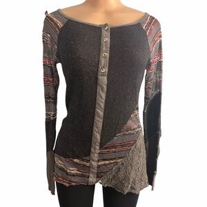 Scrapbook Multicolor Long Sleeve Thermal with Button Detail